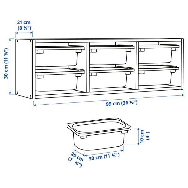 TROFAST wall storage, white/dark grey, 99x21x30 cm