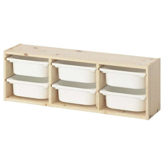 Ikea TROFAST - Wall element, pine with white/white stain,93x21x30 cm