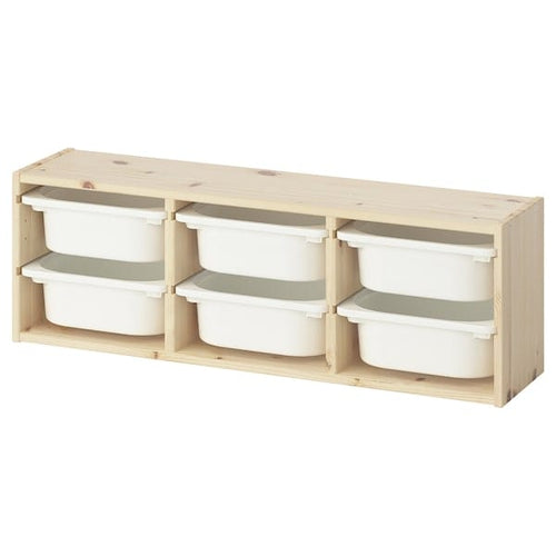 TROFAST wall storage, light white stained pine/white, 93x21x30 cm