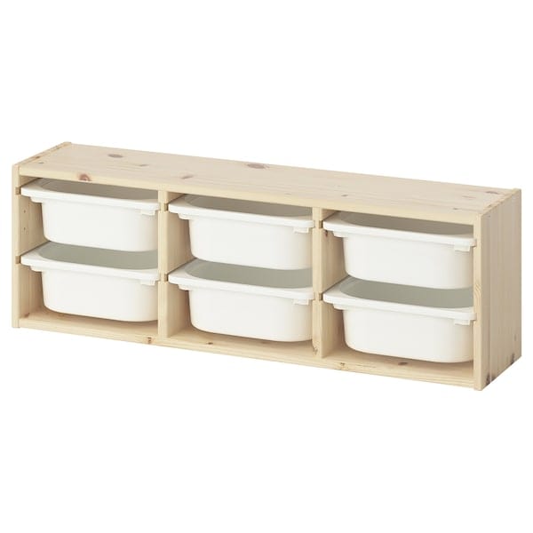 TROFAST - Wall storage, light white stained pine/white, 93x21x30 cm