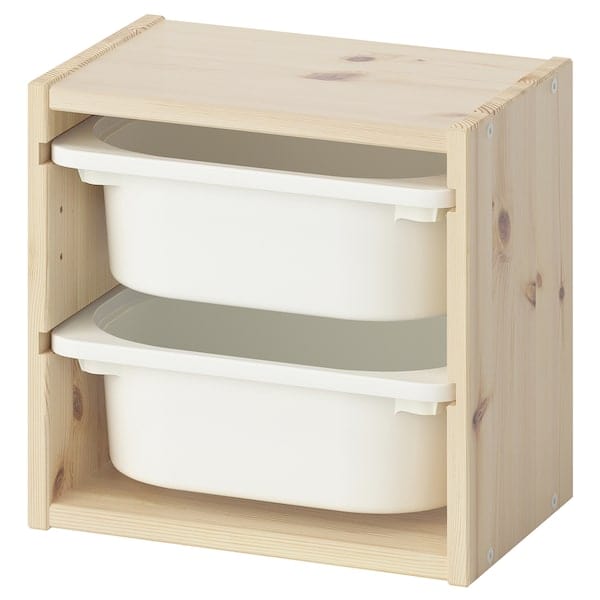TROFAST - Wall storage, light white stained pine/white, 32x21x30 cm