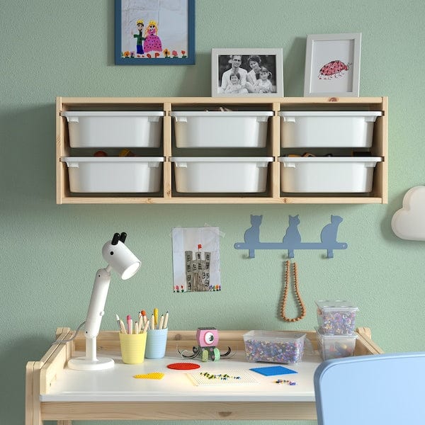 Ikea TROFAST - Wall element, pine with white/white stain,93x21x30 cm