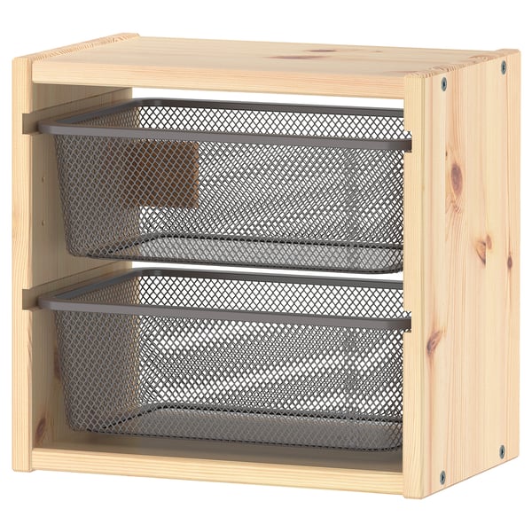 TROFAST - TROFAST Wall storage, light white stained pine/dark grey, 32x21x30 cm