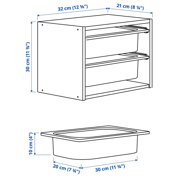 TROFAST - TROFAST Wall storage, light white stained pine/dark grey, 32x21x30 cm