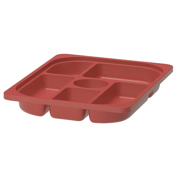 TROFAST storage tray with compartments, red, 42x30x5 cm