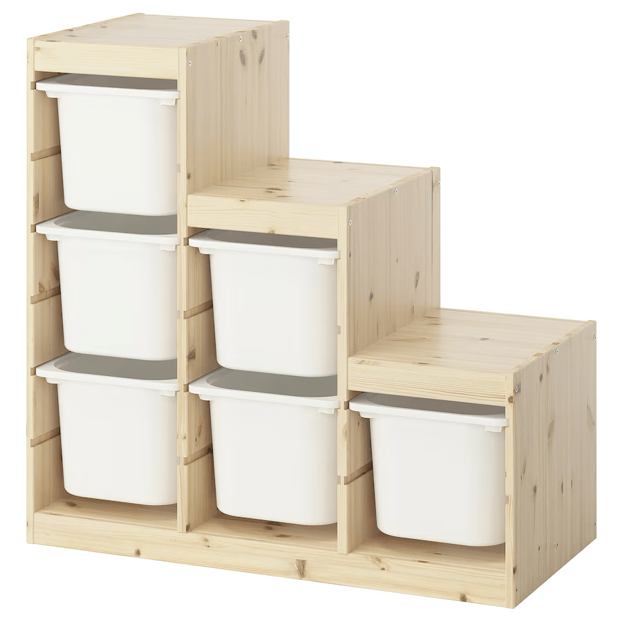 Ikea TROFAST Storage combination with boxes, light white stained pine/white, 94x44x91 cm