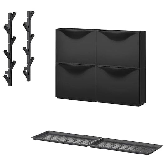 Ikea TRONES / BAGGMUCK - Hallway furniture, set of 6, black/grey