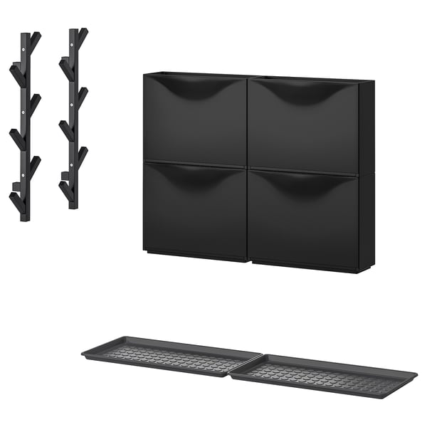 TRONES / BAGGMUCK hallway furniture, set of 6, black/grey