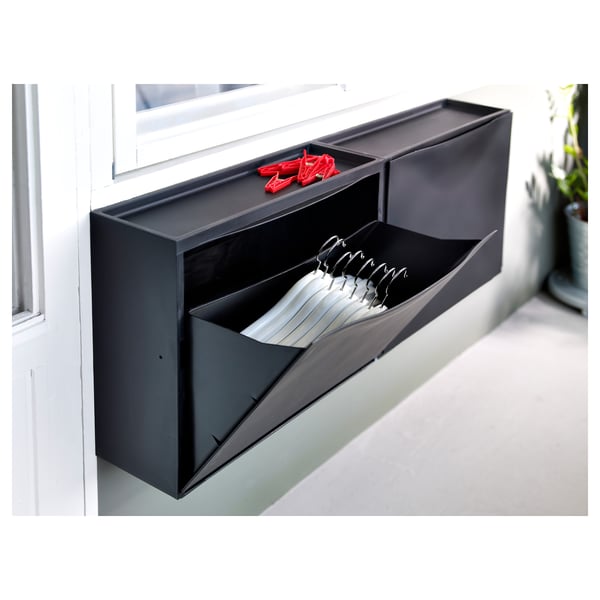 TRONES shoe cabinet/storage, black, 52x18x39 cm, 2 pack