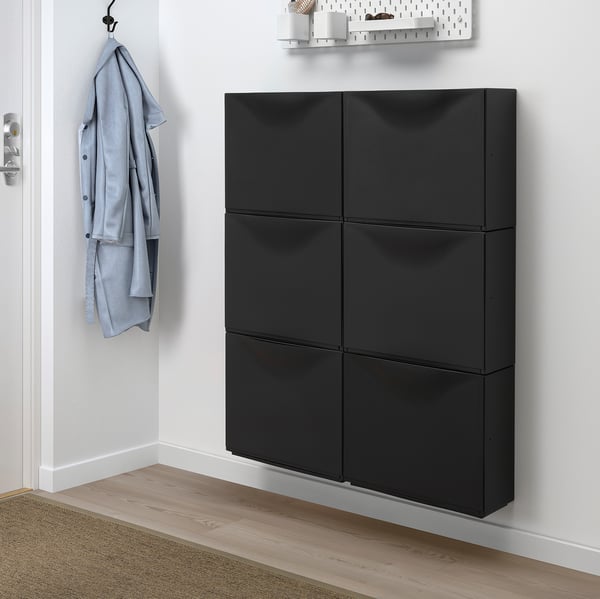 TRONES shoe cabinet/storage, black, 52x18x39 cm, 2 pack