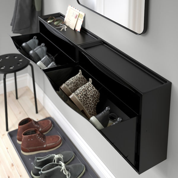 TRONES - Shoe cabinet/storage, black, 52x18x39 cm