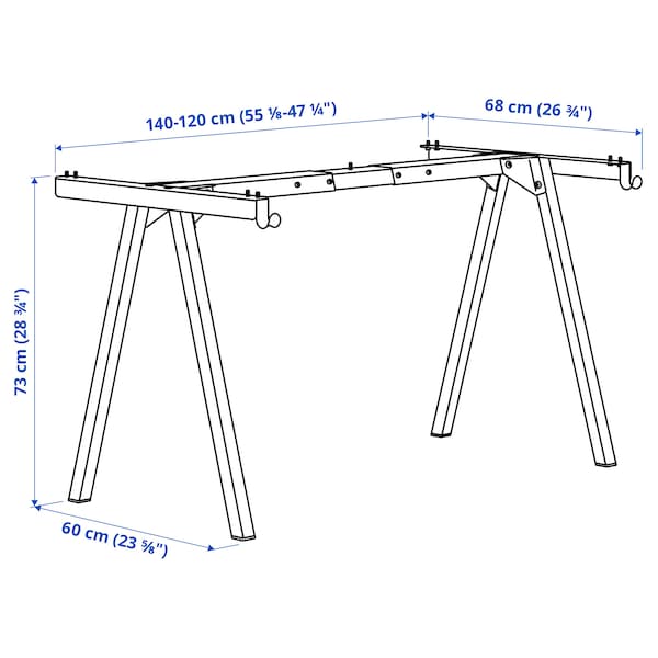 Ikea TROTTEN - Underframe for table top, anthracite, 140/160 cm