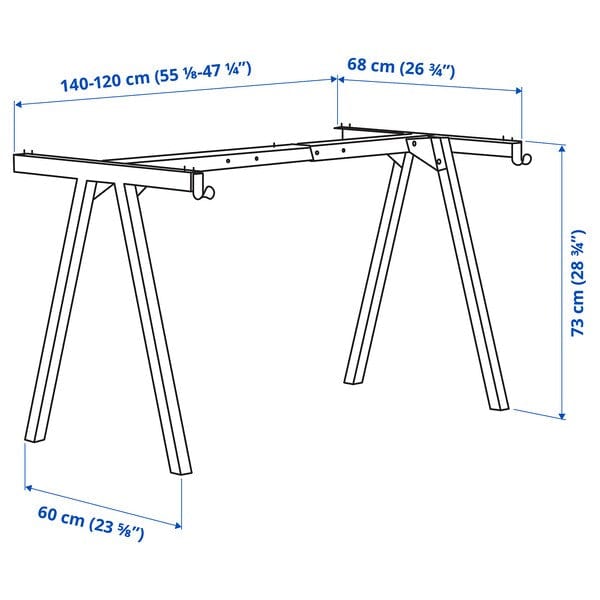 Ikea TROTTEN - Underframe for table top, white, 140/160 cm