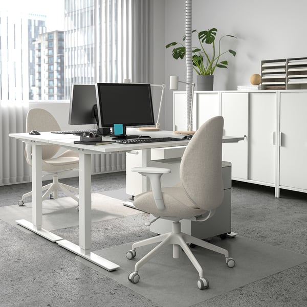 TROTTEN - TROTTEN Underframe sit/stand f table top, white, 120/160 cm