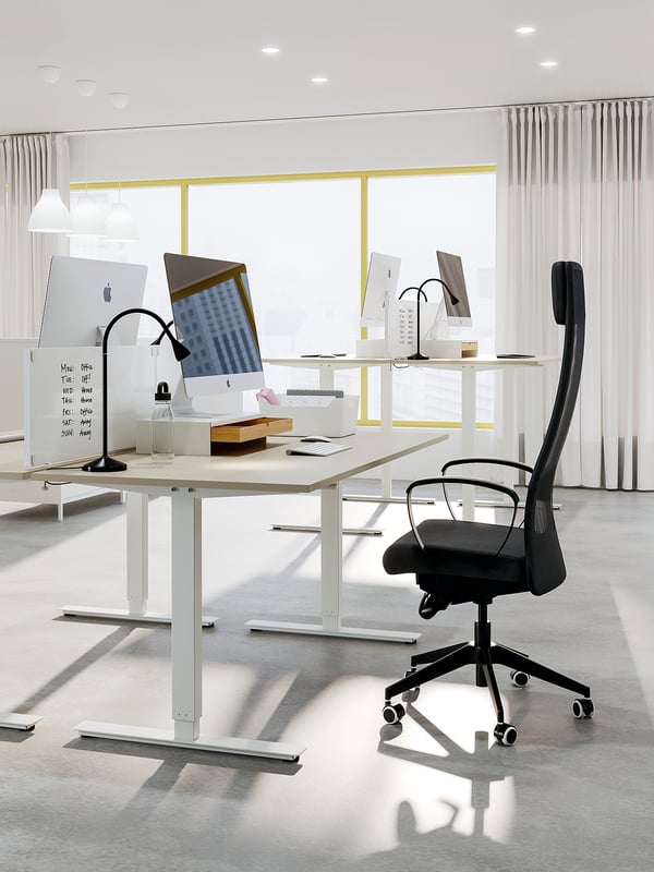 TROTTEN underframe sit/stand f table top, white, 120/160 cm