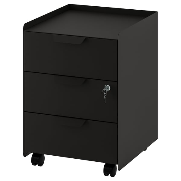TROTTEN drawer unit w 3 drawers on castors, anthracite, 40x56x47 cm