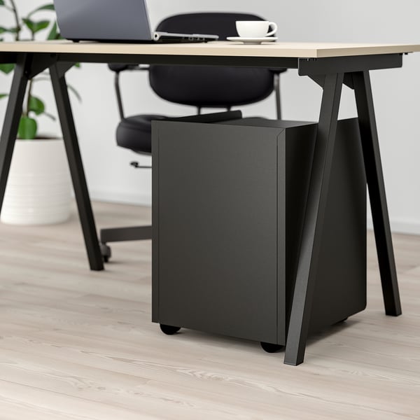 TROTTEN drawer unit w 3 drawers on castors, anthracite, 40x56x47 cm