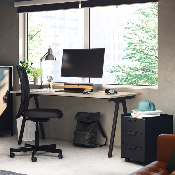 TROTTEN drawer unit w 3 drawers on castors, anthracite, 40x56x47 cm