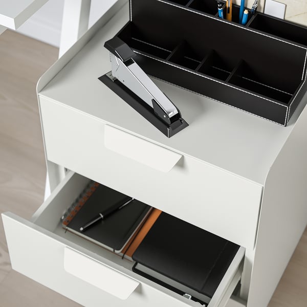 TROTTEN drawer unit w 3 drawers on castors, white, 40x56x47 cm