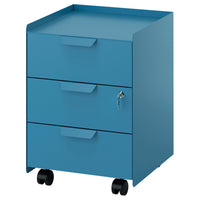 TROTTEN drawer unit w 3 drawers on castors, blue, 40x56x47 cm