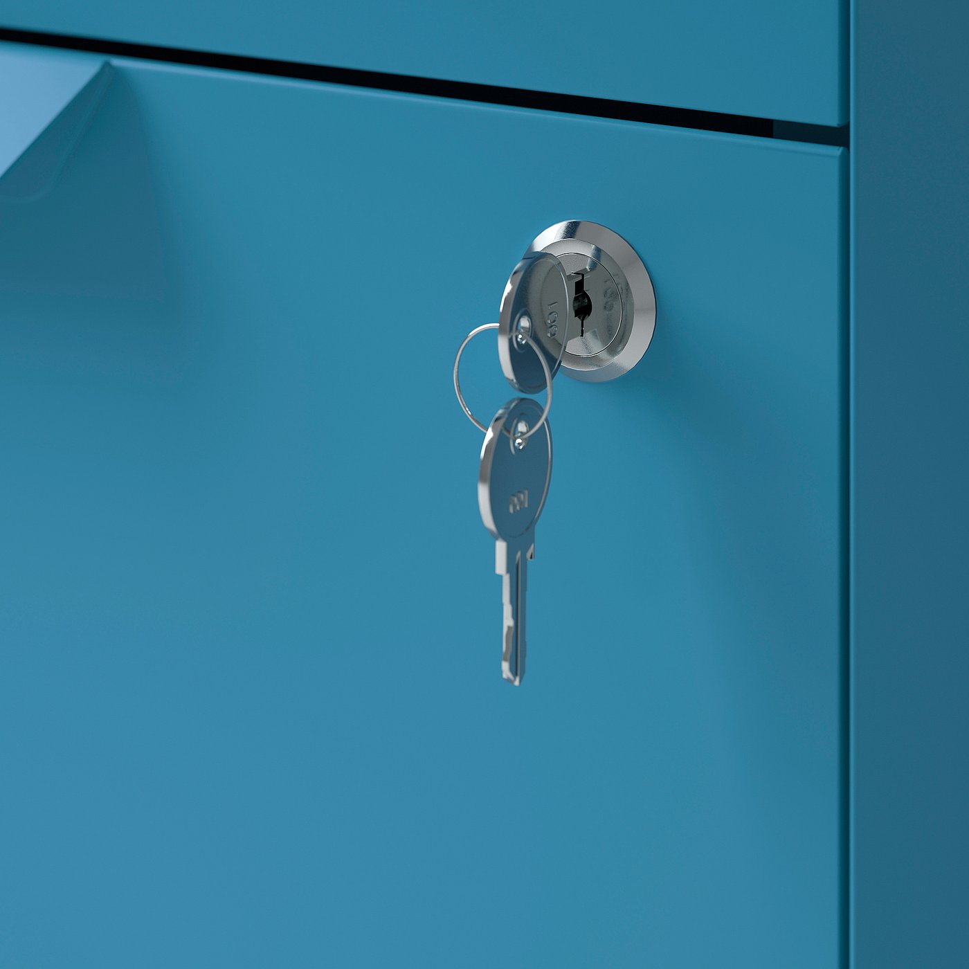 TROTTEN drawer unit w 3 drawers on castors, blue, 40x56x47 cm