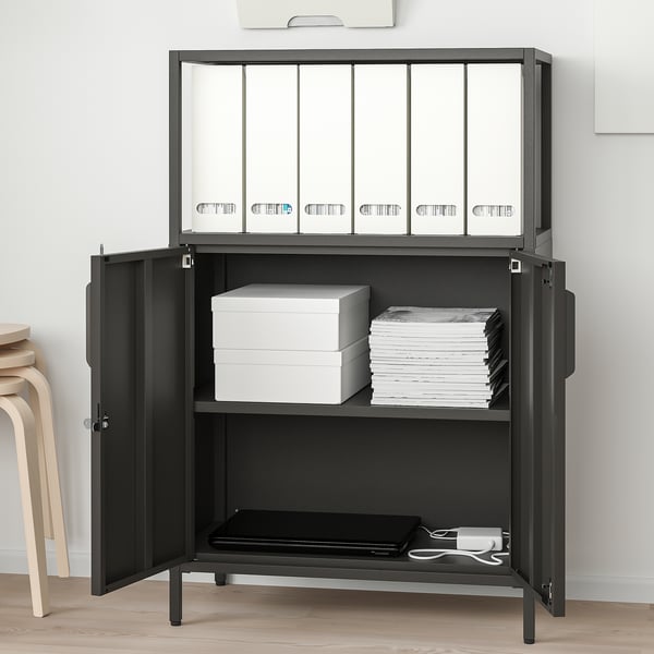 TROTTEN cabinet combination, anthracite, 140x173 cm