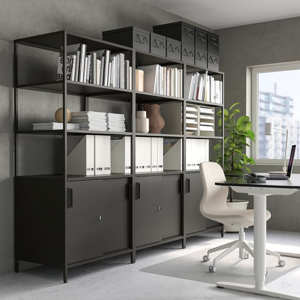 TROTTEN cabinet combination, anthracite, 240x180 cm