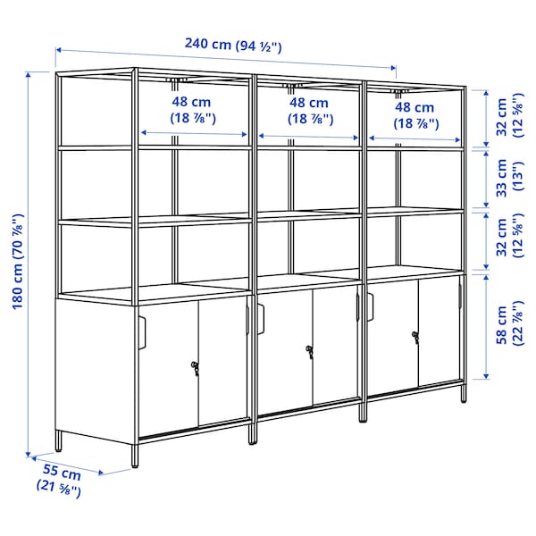 TROTTEN - Cabinet combination, anthracite, 240x180 cm