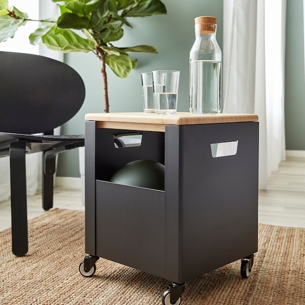 TROTTEN - Storage unit on castors, anthracite, 35x47 cm