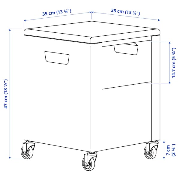 TROTTEN - Storage unit on castors, white, 35x47 cm