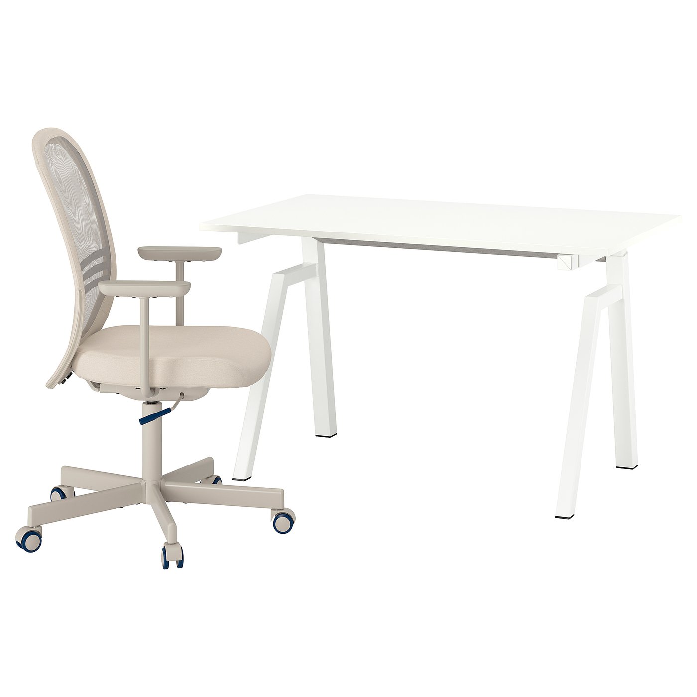 TROTTEN / FLINTAN desk and chair, electric/white beige, 120x70 cm
