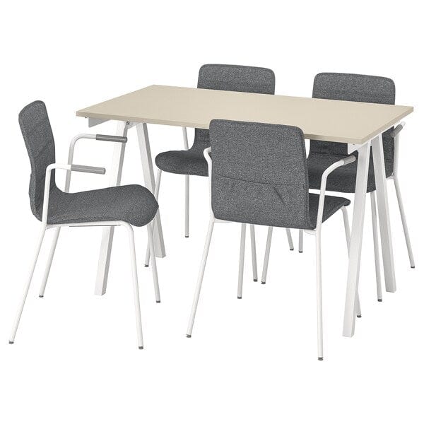 Ikea TROTTEN / LÄKTARE - Meeting table and chairs, beige white/smoke grey,120x70 cm