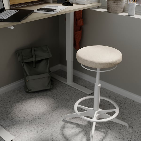 TROTTEN/LIDKULLEN / BESTÅ/LAPPVIKEN - Beige/white desk/container element and swivel chair ,