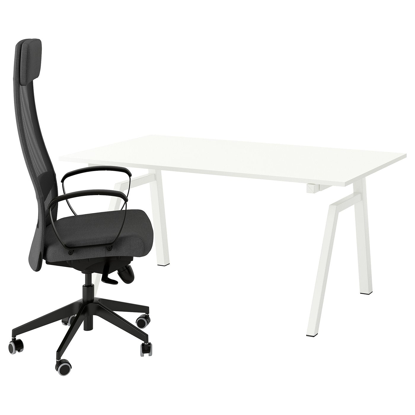 TROTTEN / MARKUS desk and chair, electric/white dark grey, 160x80 cm
