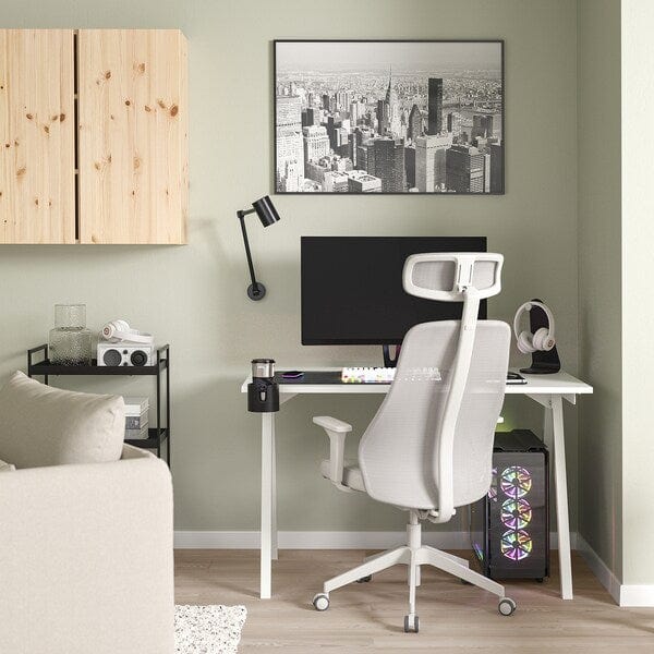 Ikea TROTTEN / MATCHSPEL - Desk and chair, white/light grey ,
