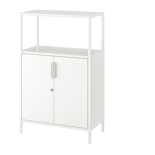 TROTTEN cabinet with doors, white, 70x35x110 cm