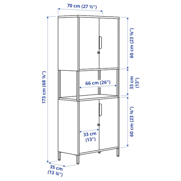TROTTEN cabinet with doors, white, 70x35x173 cm