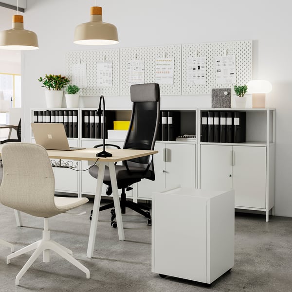 TROTTEN cabinet with doors, white, 70x35x110 cm