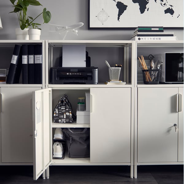 TROTTEN cabinet with doors, white, 70x35x110 cm