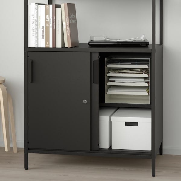 Ikea TROTTEN - Cabinet with sliding doors, anthracite, 80x55x180 cm