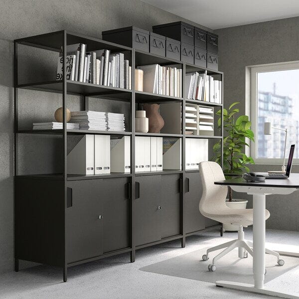 Ikea TROTTEN - Cabinet with sliding doors, anthracite, 80x55x180 cm