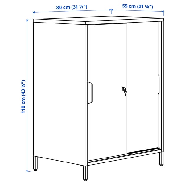 TROTTEN cabinet with sliding doors, anthracite, 80x55x110 cm
