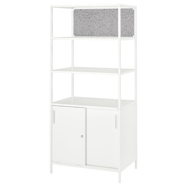 TROTTEN cab w sliding doors/noticeboard, white, 80x180 cm