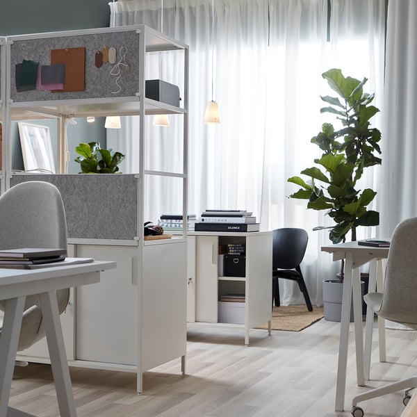TROTTEN - TROTTEN Cab w sliding doors/noticeboard, white, 80x180 cm