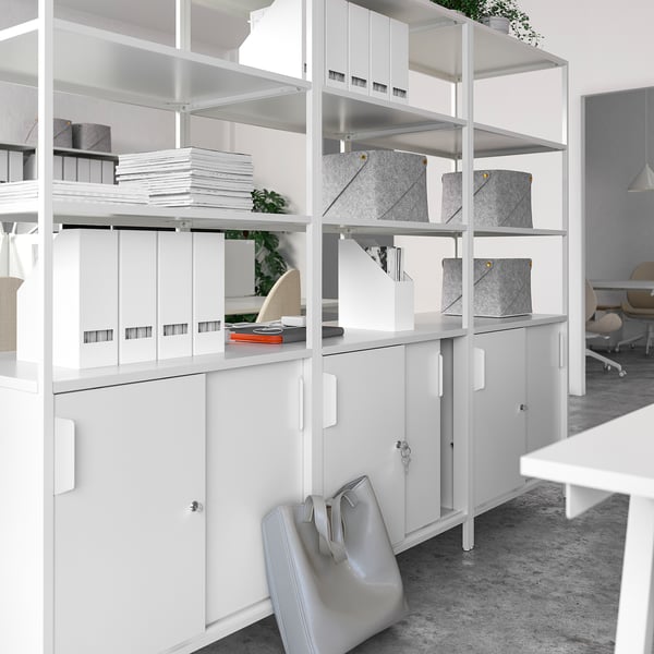 TROTTEN - TROTTEN Cabinet with sliding doors, white, 80x55x180 cm