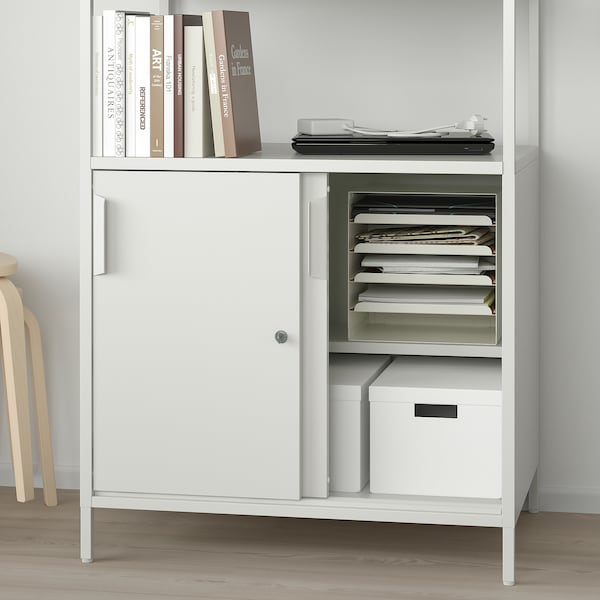 TROTTEN - Cabinet with sliding doors, white, 80x55x180 cm