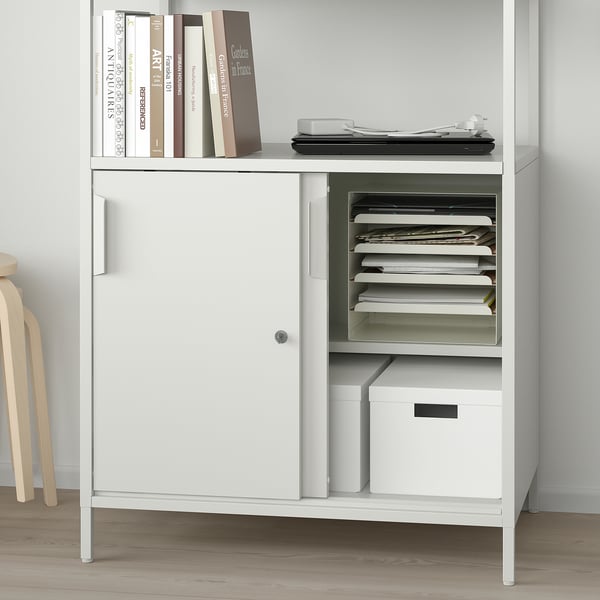 TROTTEN cabinet with sliding doors, white, 80x55x180 cm