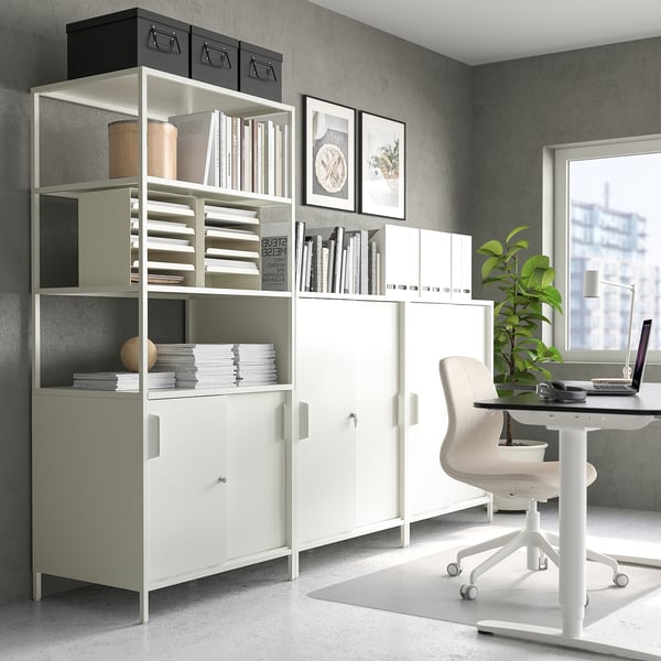 TROTTEN cabinet with sliding doors, white, 80x55x110 cm