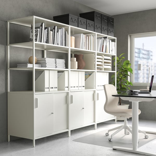 TROTTEN - TROTTEN Cabinet with sliding doors, white, 80x55x180 cm