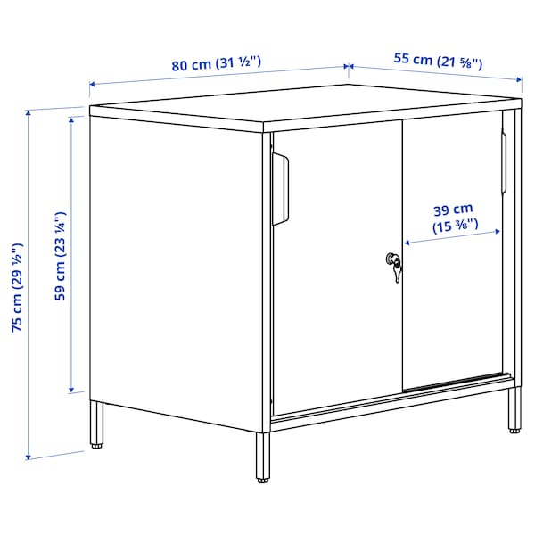 Ikea TROTTEN - Cabinet with sliding doors, white, 80x55x75 cm